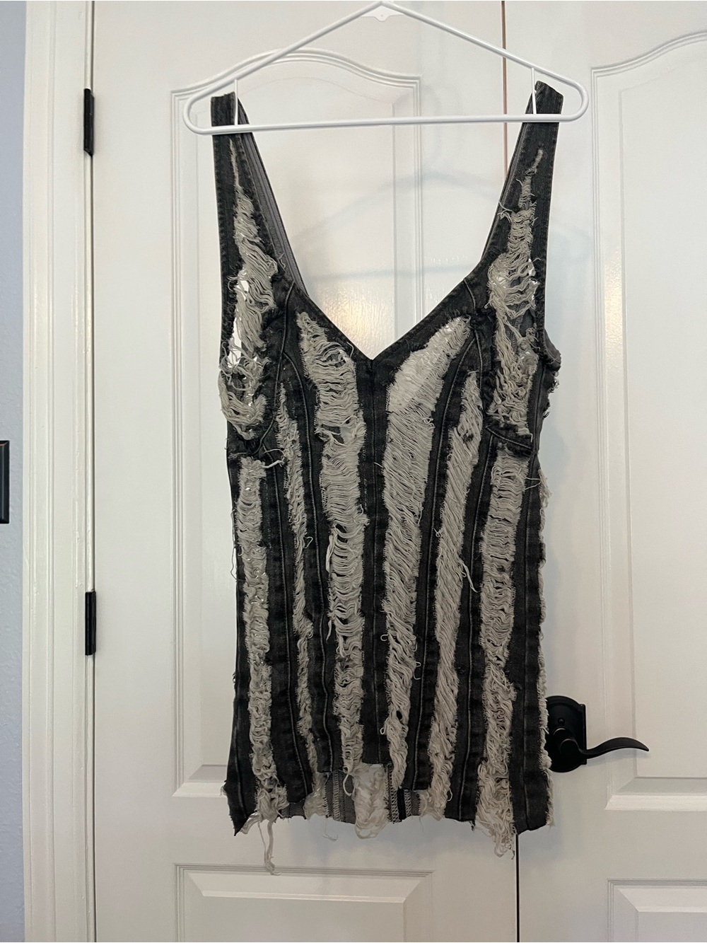 Distressed Black Denim Mini Dress